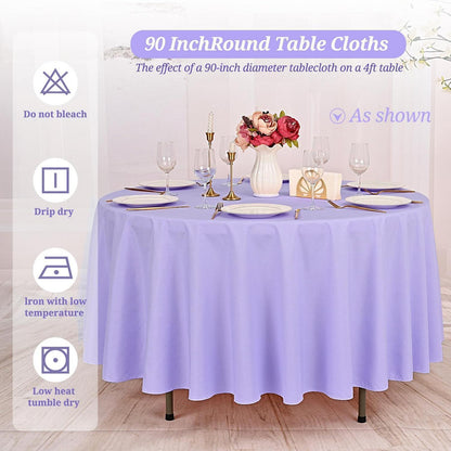 10er-Pack Runde Tischdecken Lila 228,6 cm – Flecken- & Knitterfrei
