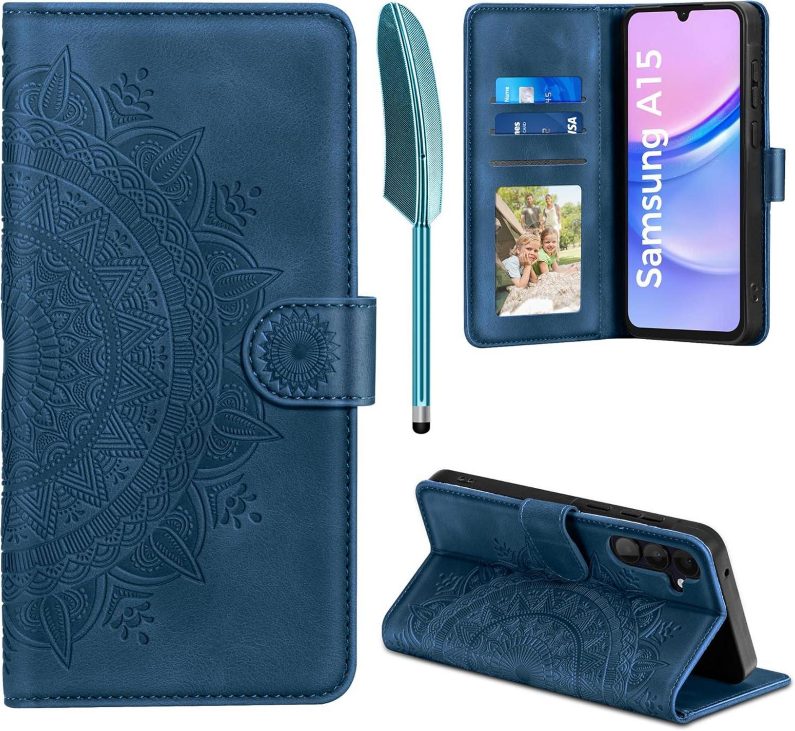 Samsung Galaxy A15 5G Flip Wallet Lederhülle Dunkelblau