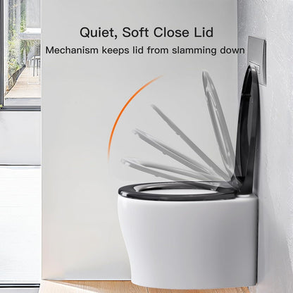 WC-Sitz mit Absenkautomatik und Schnellverschluss, O-Form, Schwarz