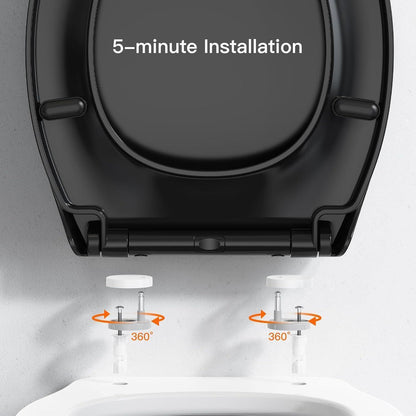 WC-Sitz mit Absenkautomatik und Schnellverschluss, O-Form, Schwarz