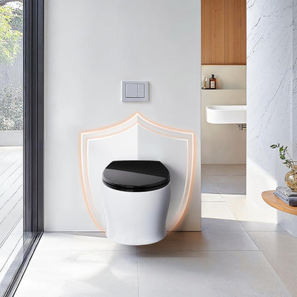 WC-Sitz mit Absenkautomatik und Schnellverschluss, O-Form, Schwarz