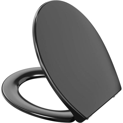 WC-Sitz mit Absenkautomatik und Schnellverschluss, O-Form, Schwarz