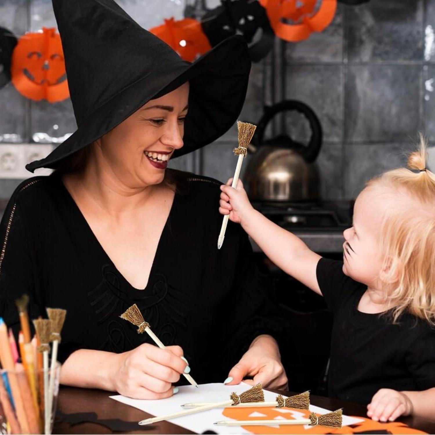 12 Hexenbesen Holzbleistifte Kinder Mitgebsel Halloween Party Zubehör