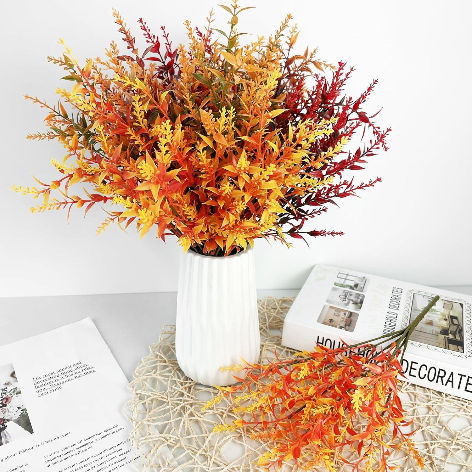 8er Künstliche Herbstblumensträuße Gelb Deko Garten Tisch