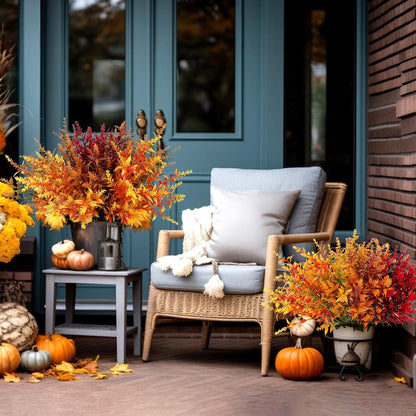 8er Set Künstliche Herbstblumensträuße Gelb Herbstdeko für Drinnen