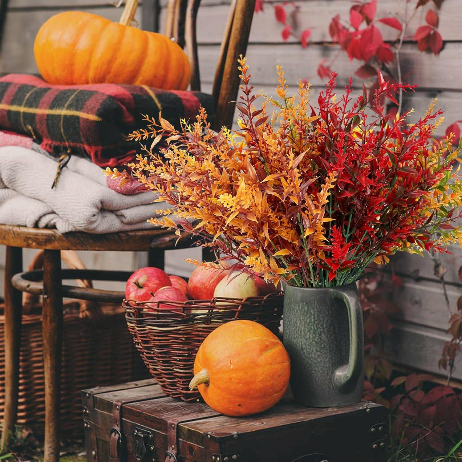 8er Künstliche Herbstblumensträuße Gelb Deko Garten Tisch