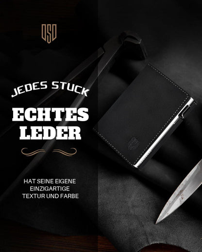 DODENSHA MagSnap RFID-Schutz Slim Wallet Herren - SchwarzSilber