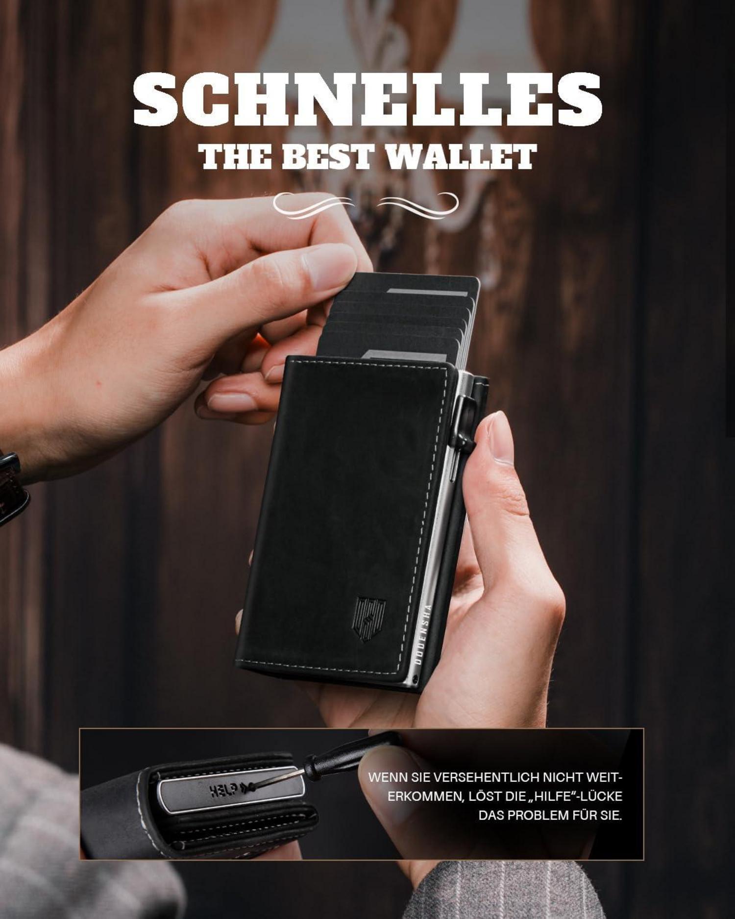DODENSHA MagSnap RFID Slim Wallet Herren Münzfach SchwarzSilber