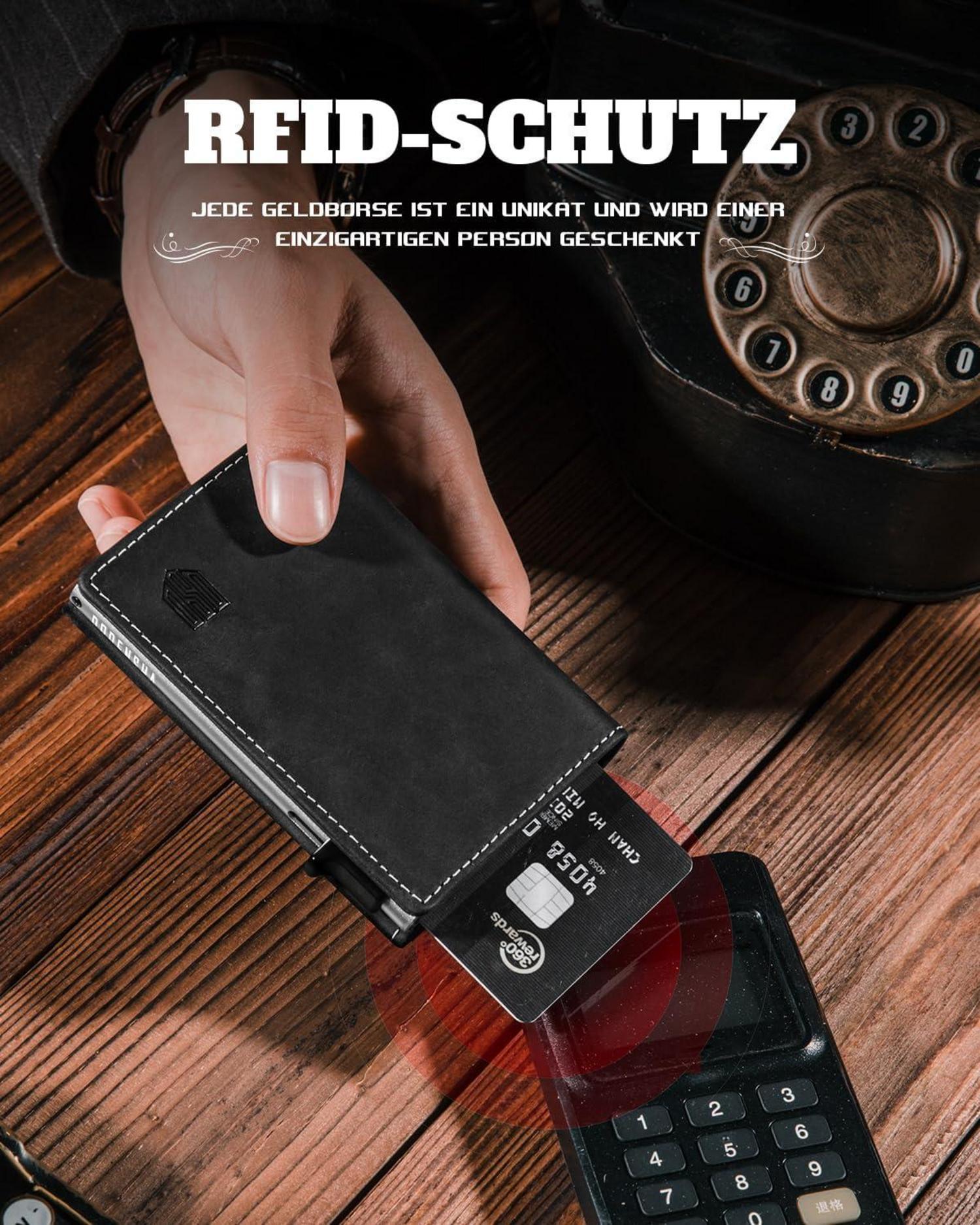 DODENSHA MagSnap RFID Slim Wallet Herren Münzfach SchwarzSilber