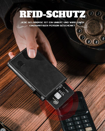 DODENSHA MagSnap RFID Slim Wallet Herren Münzfach SchwarzSilber