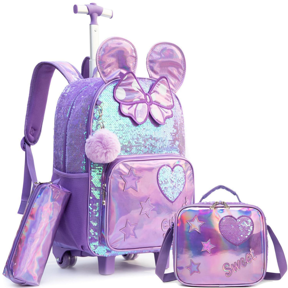 Schulranzen Trolley Mädchen 7 Jahre – Lila Mouse Set