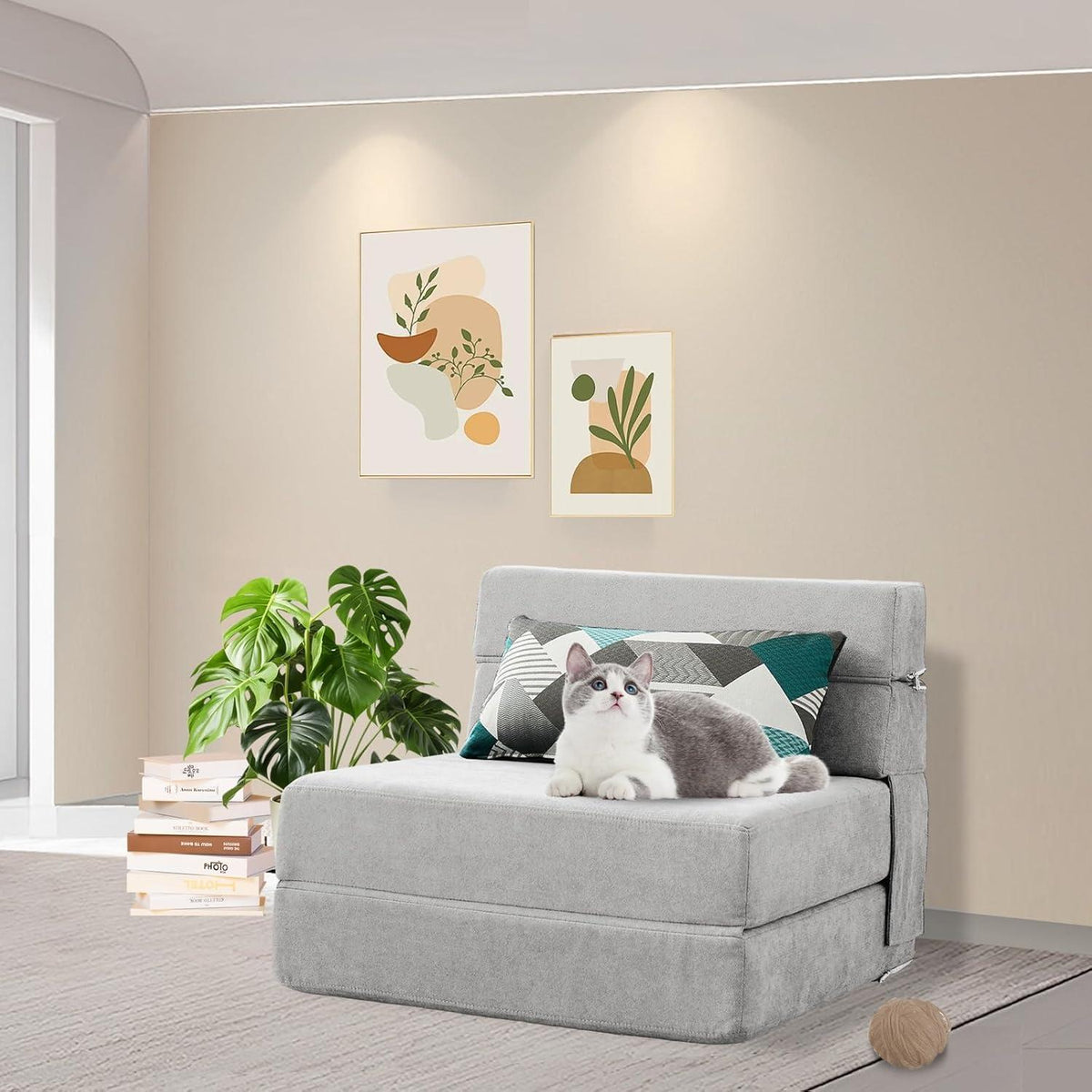 Schlafsessel 70x190 cm mit Memory Schaum & Kissen – Gästesofa