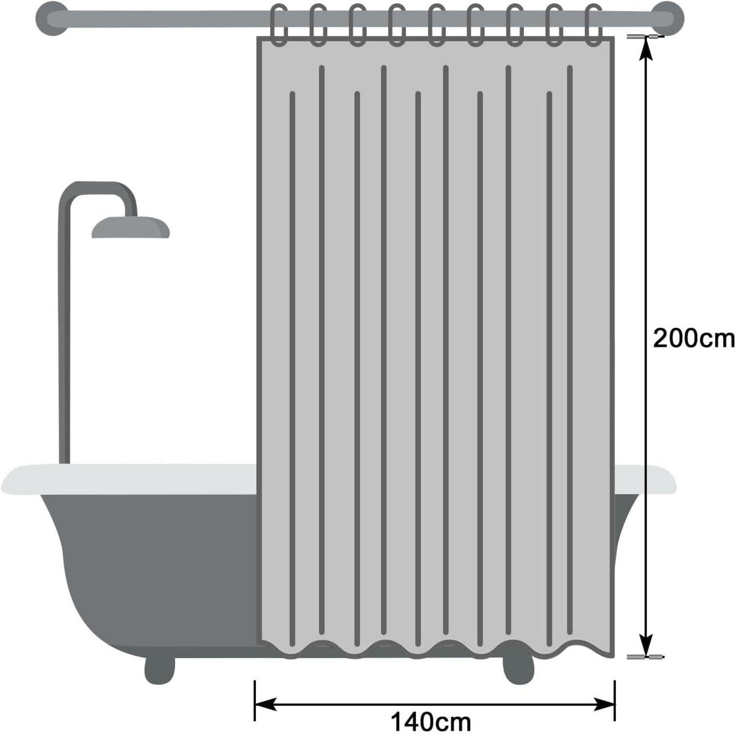 Duschvorhang 140x200 cm Textil Stoff Wasserdicht Anti-Schimmel