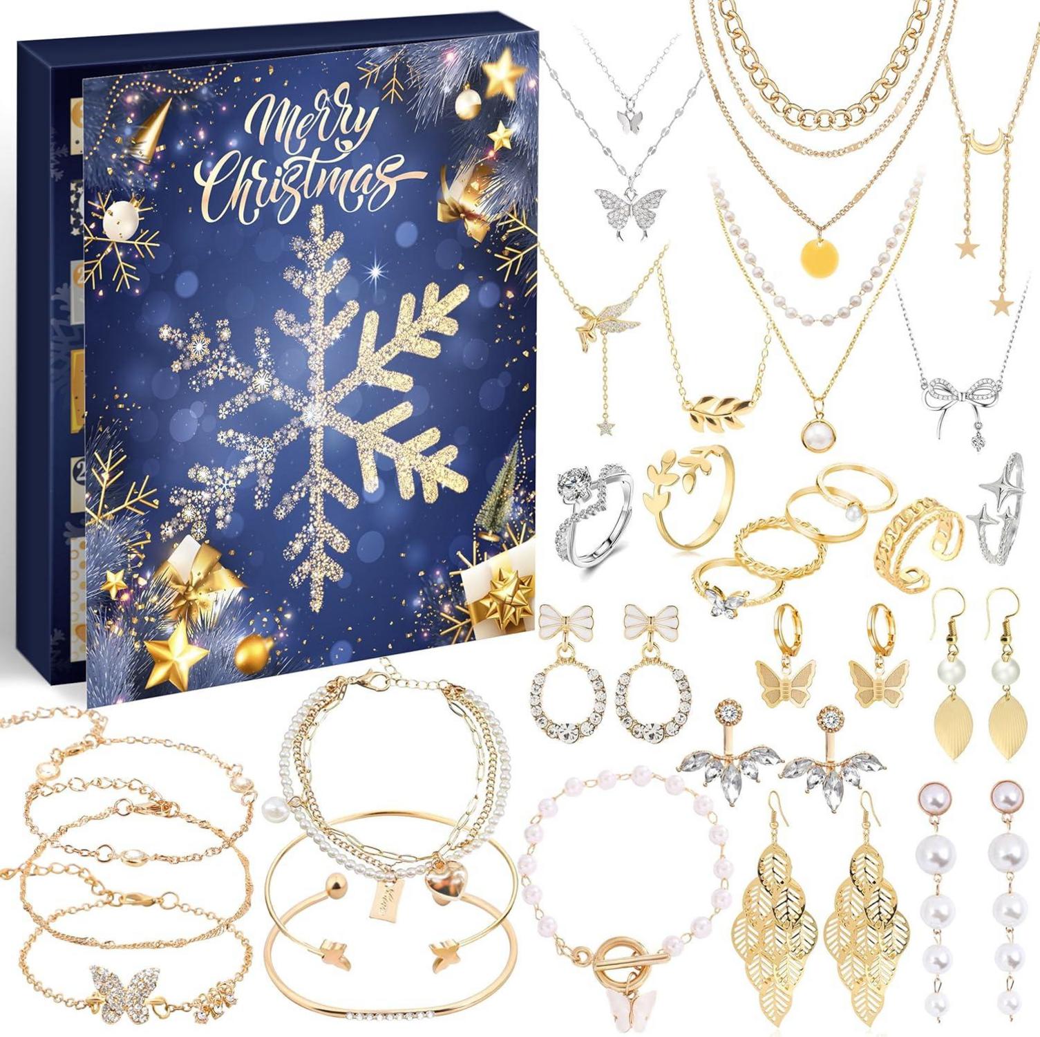 Adventskalender Schmuck Set 24 Überraschungen Damen Weihnachtsgeschenk