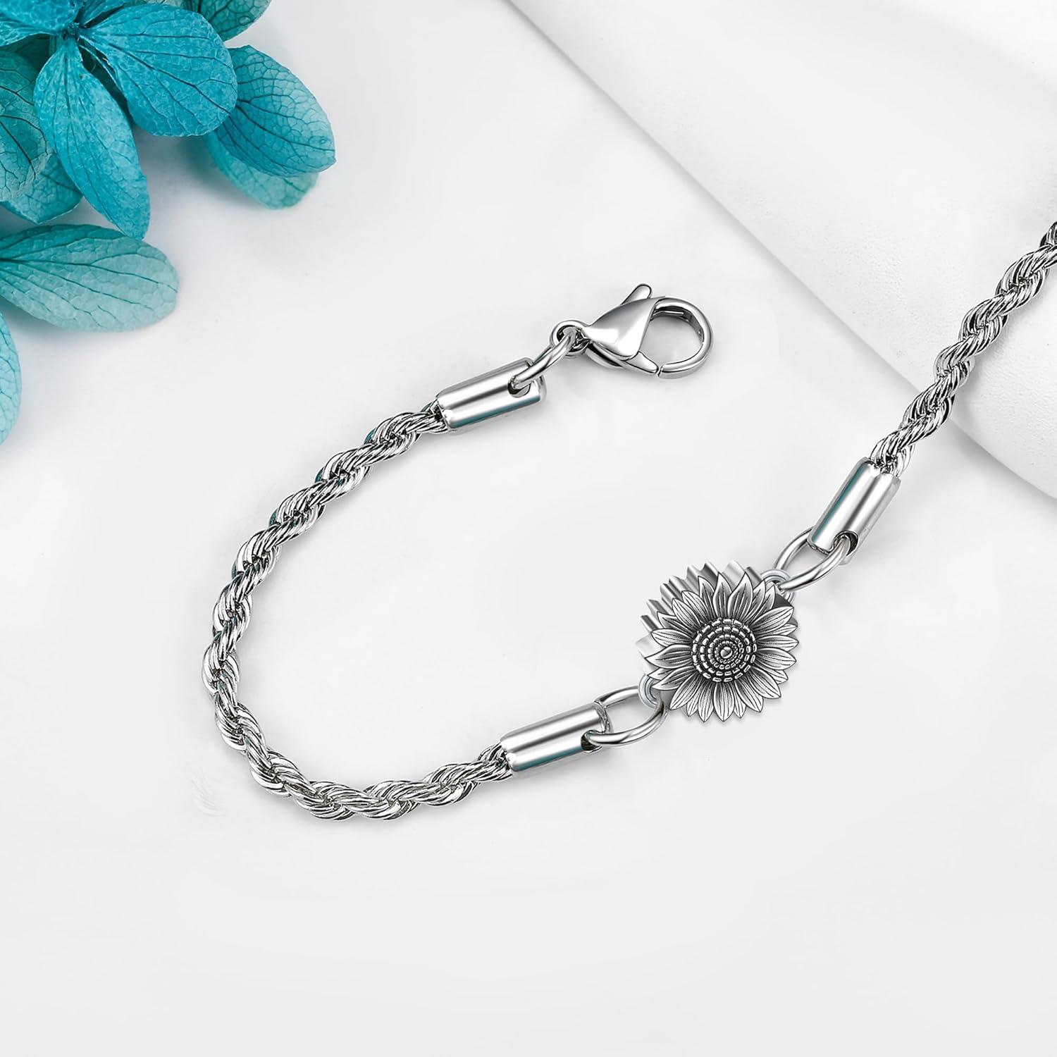 Luxus Sonnenblume Sterling Silber Urnen Armband für Damen