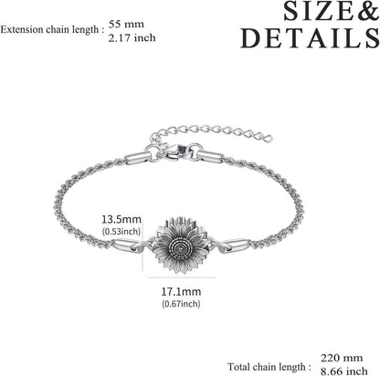 Sterling Silber Sonnenblume Urnen Armband Kremation für Damen