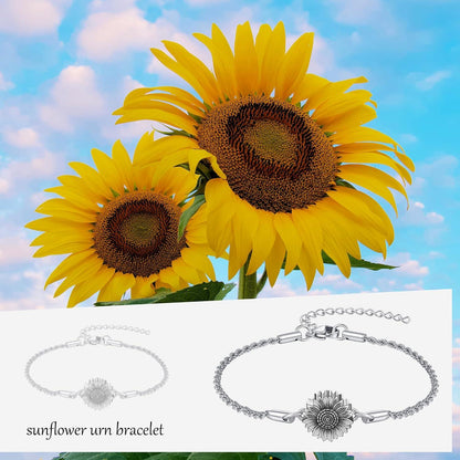 Urnen Armband für Asche Sterling Silber Kremation Sonnenblume Keepsake
