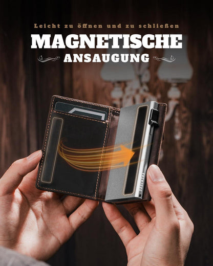 RFID Herren Geldbörse Slim Wallet Münzfach 10 Karten Silber