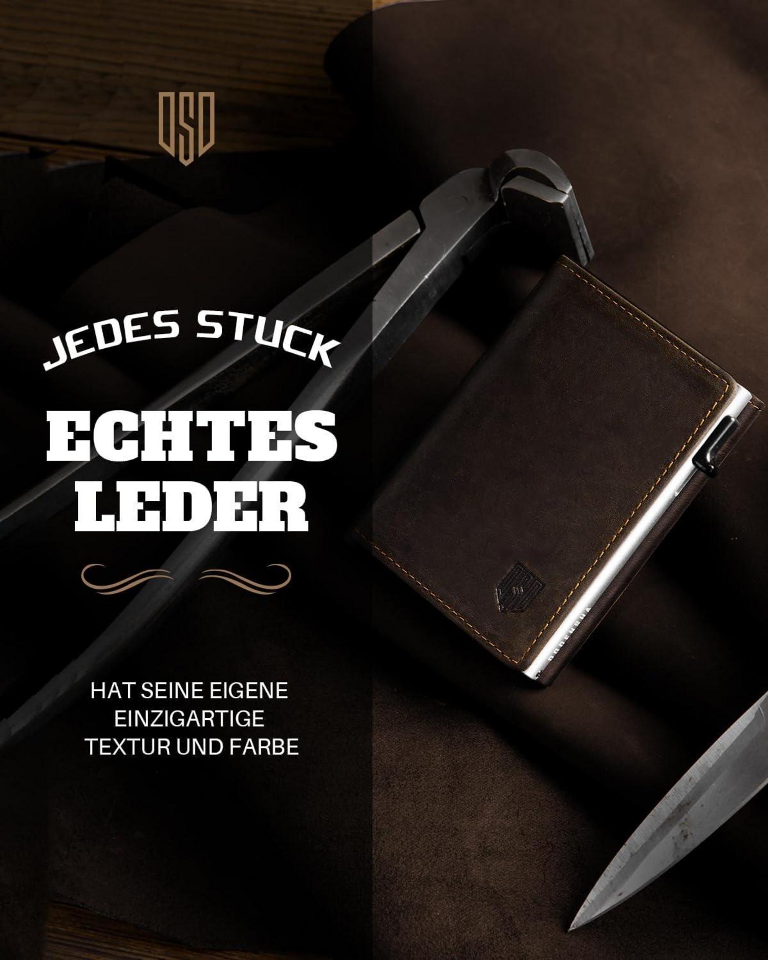 Slim Wallet Herren RFID Schutz Münzfach 10 Karten Magnetisch BraunSilber