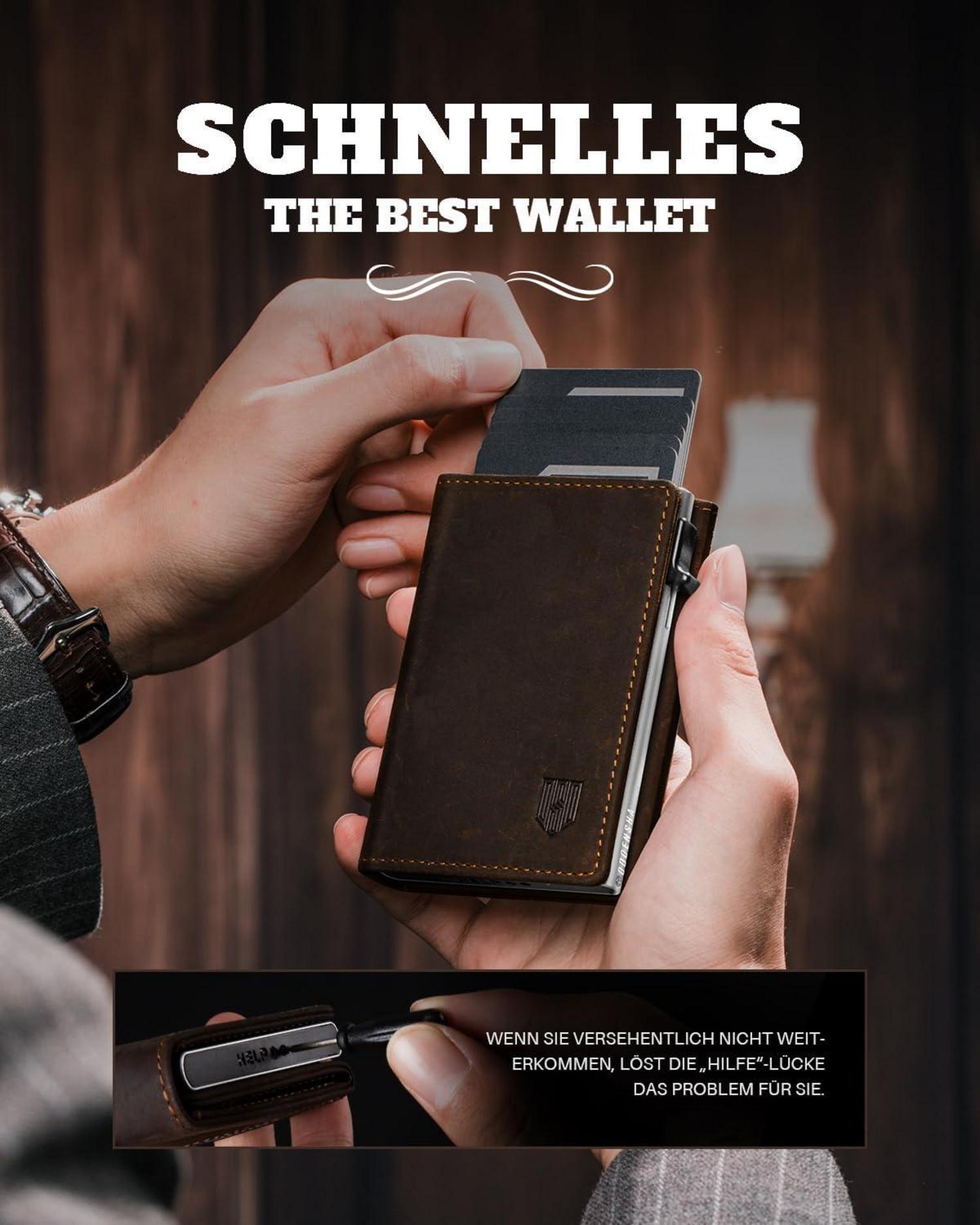 Slim Wallet Herren RFID Schutz Münzfach 10+ Karten Magnetisch BraunSilber