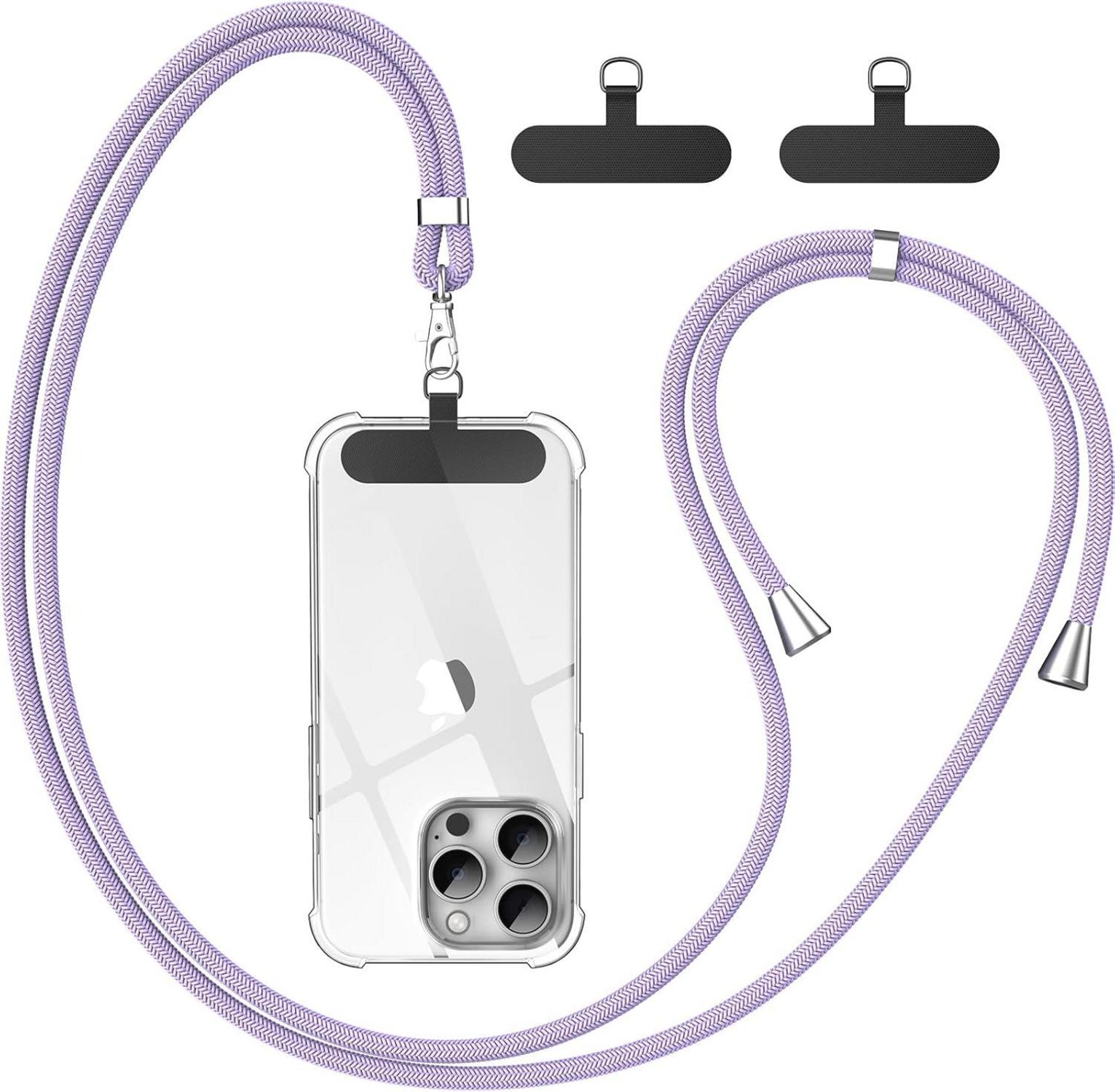 Handykette Universal mit 2 Stück Patch Lila