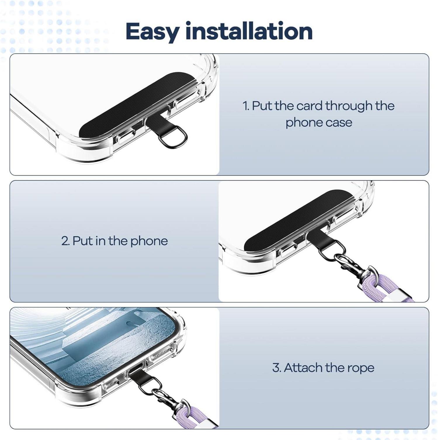 Handykette Universal Handy Lanyard Patch 2 Stück - Lila