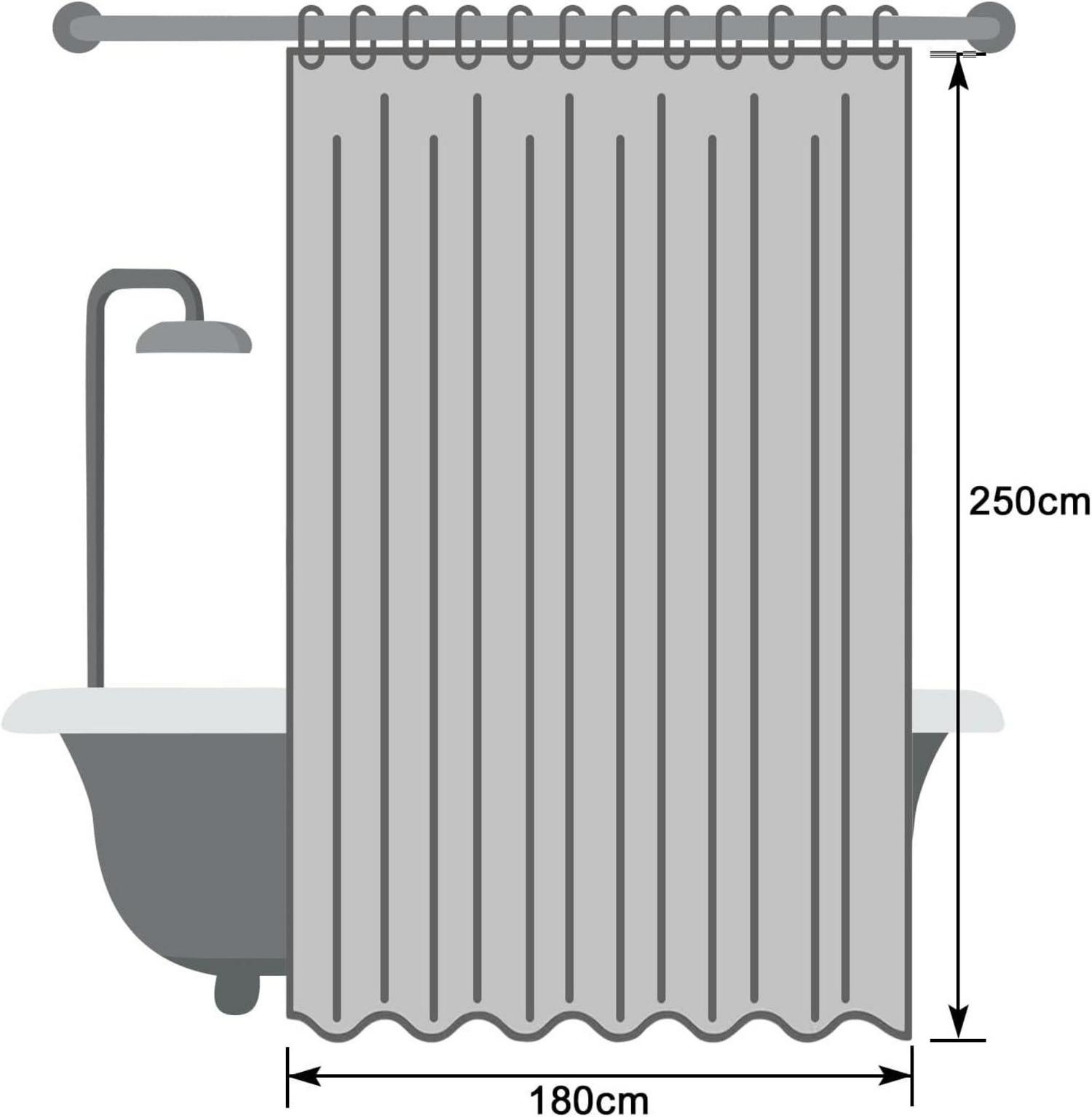 Weißer Duschvorhang 180x250 Antischimmel Wasserdicht Textil Stoff 1er Pack
