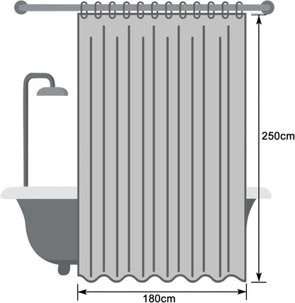 Weißer Duschvorhang 180x250 Antischimmel Wasserdicht Textil Stoff 1er Pack