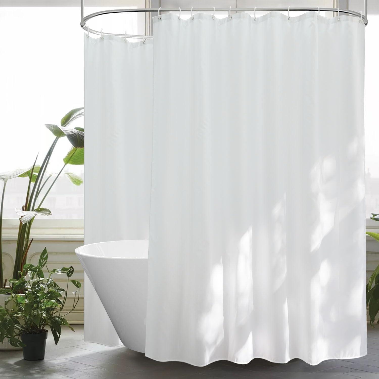 Extra Breiter Duschvorhang Textil Stoff Weiß Wasserdicht 300x200 cm