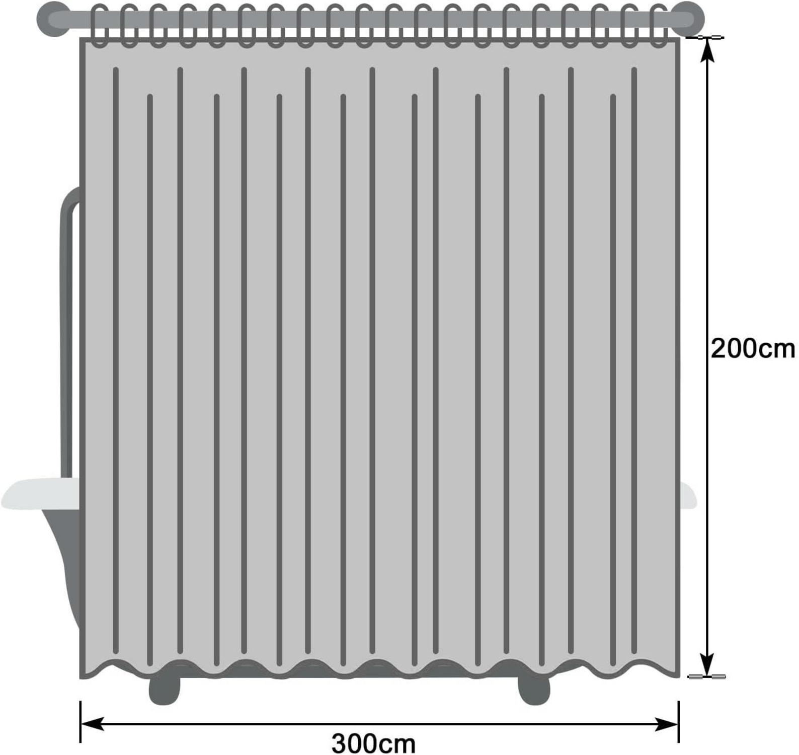 300x200 Textil Duschvorhang Weiß Wasserdicht Schimmelresistent