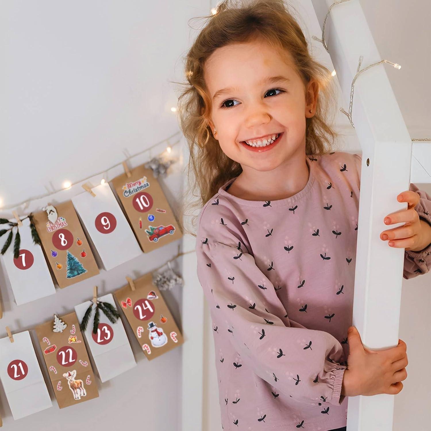 Adventskalender zum Befüllen 2024 Jahr Tüten DIY Weihnachten Kinder