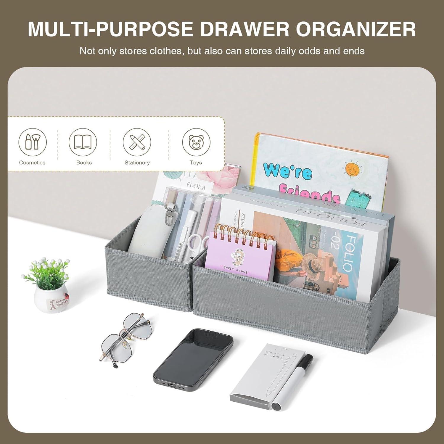 Schubladen Organizer Kleiderschrank Stoff Faltbar 12er Set Hellgrau