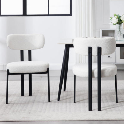 Esszimmerstühle Kunstfell 2er Set Modern Weiß