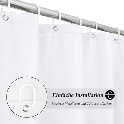 Schmaler Duschvorhang 100x180 Textil Weiß Wasserdicht