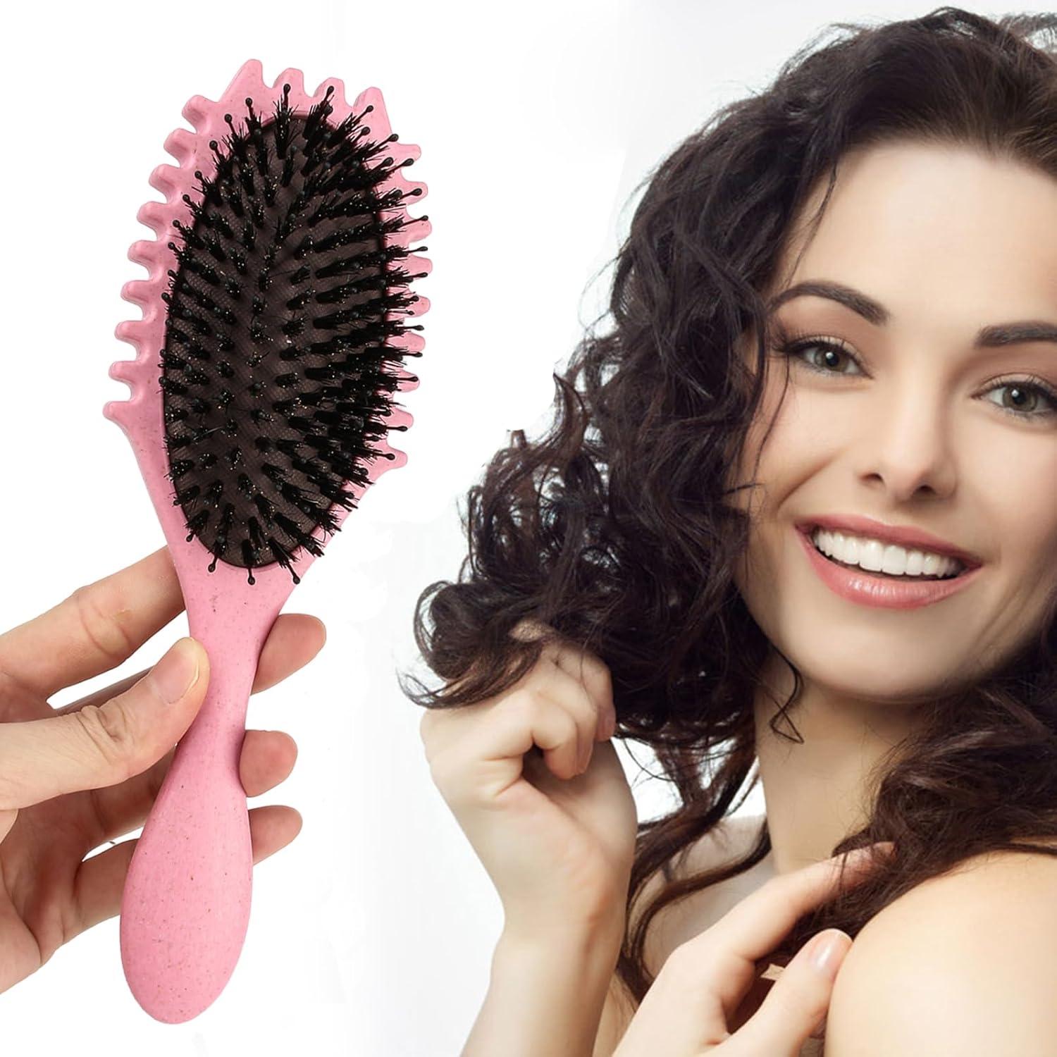 2er Set Lockenbürste Bounce Defining Brush - Wildschweinborsten - Rosa