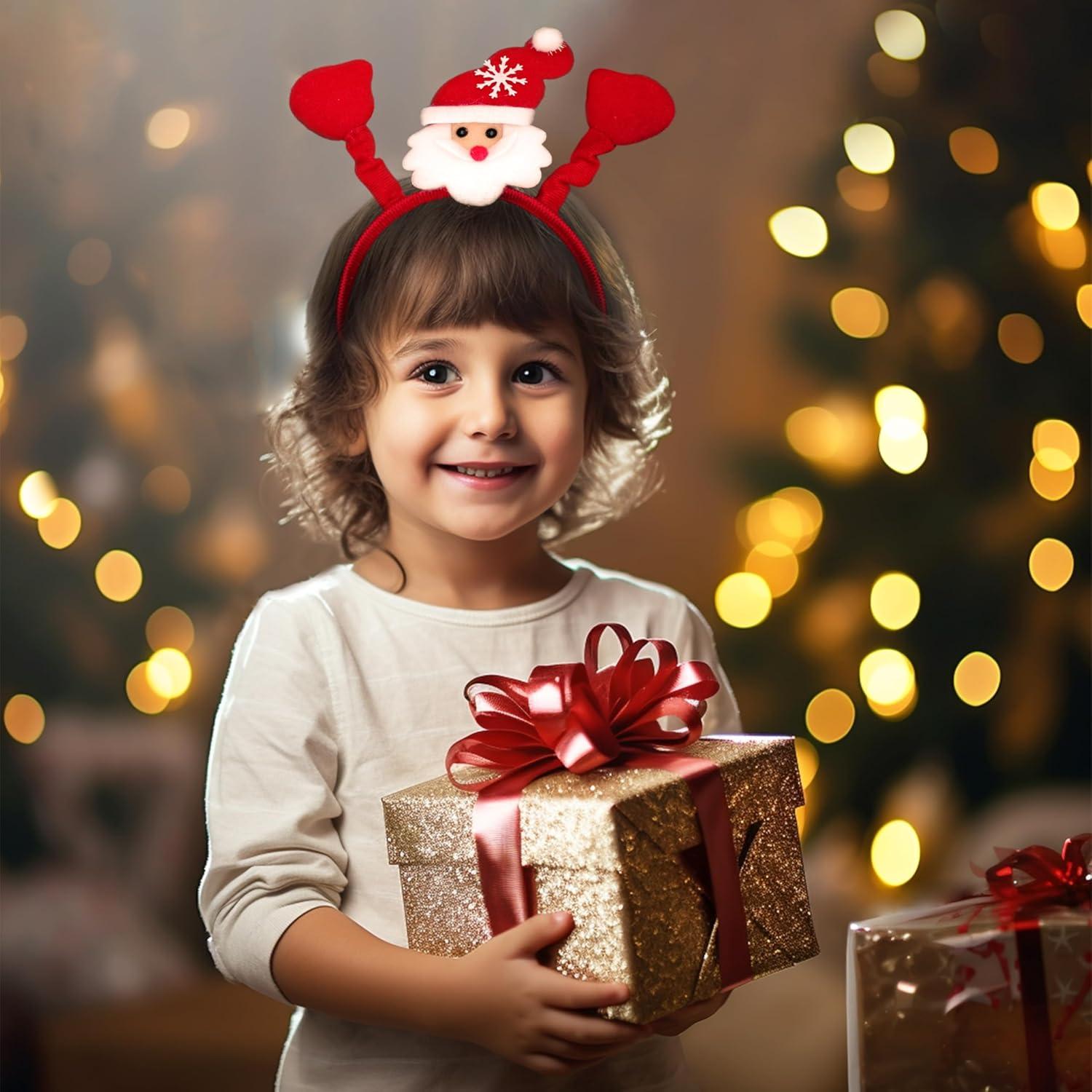12er Pack Weihnachts-Haarreifen Santa Rentier Schneeflocken Bögen