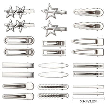 24er Set Silber Haarspangen für Damen - Metall Haarclips