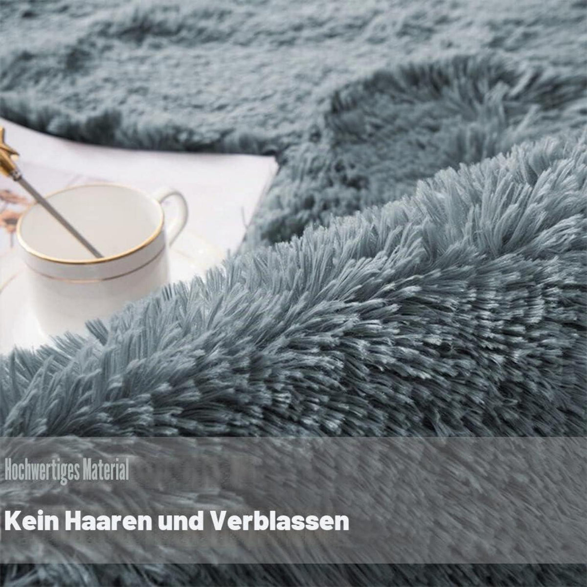 Flauschiger Shaggy Teppich Wohnzimmer 40x120cm Khaki