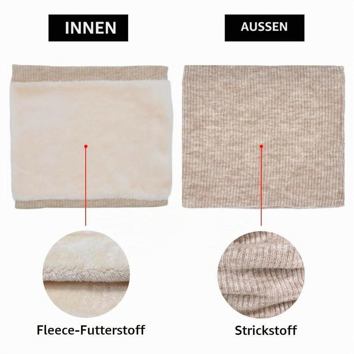 Loop Schal Damen Herren Winter Schlauchschal Unisex Warm Beige+Hellgrau