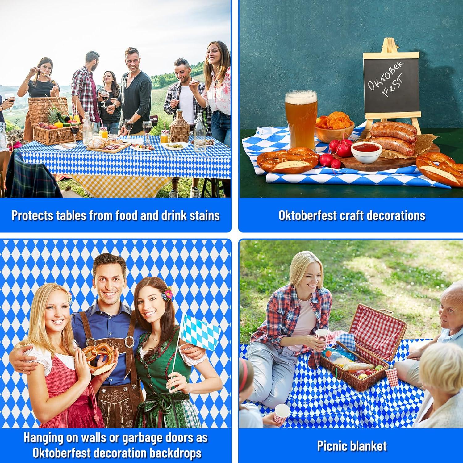 Oktoberfest Tischdecke bayerische Flagge Rautenkaro blau-weiß 54x108