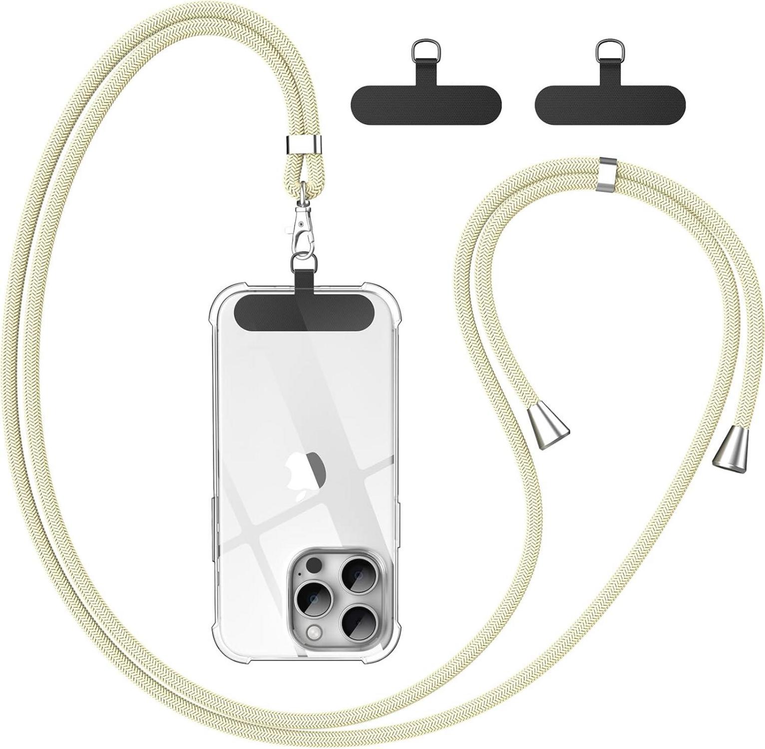 Handykette Universal mit 2 Stück Universelles Patch - Beige
