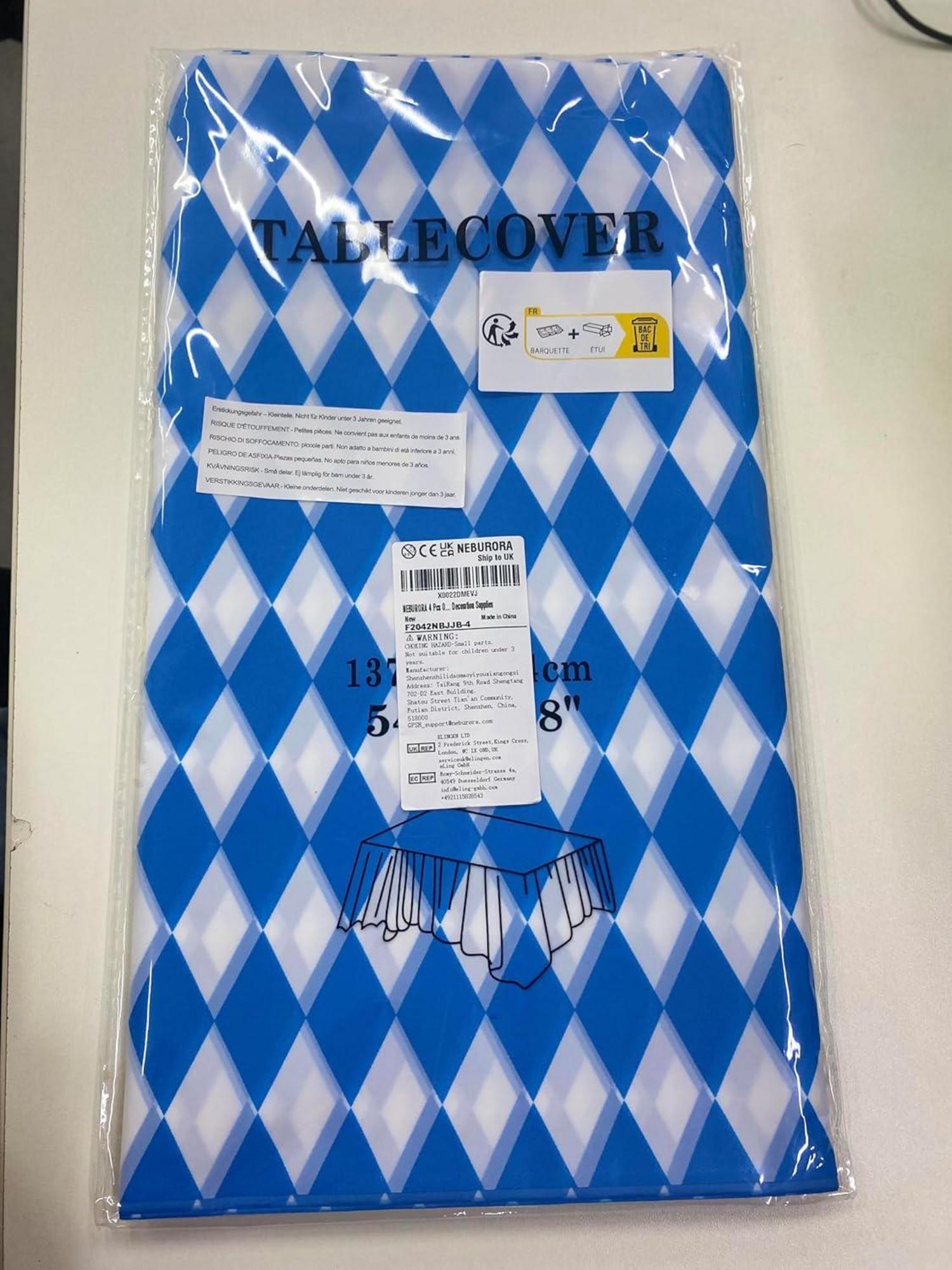 4er Pack Oktoberfest Tischdecke bayerische Flagge blau-weißes Rautenkaro