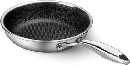 Antihaft Bratpfanne 20cm Edelstahl Wabenpfanne mit Deckel Induktion