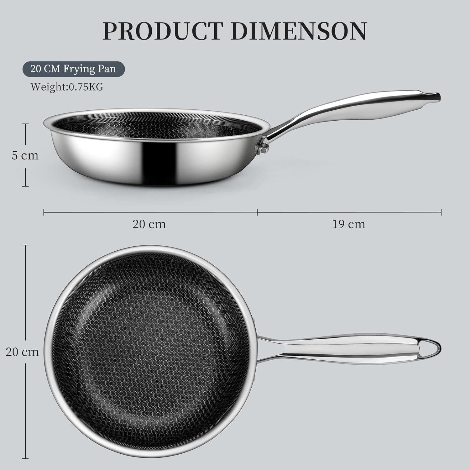 Kleine Bratpfanne 20 cm Induktion Antihaft Edelstahl mit