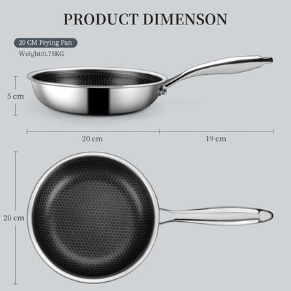 Kleine Bratpfanne 20 cm Induktion Antihaft Edelstahl mit