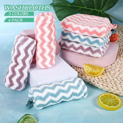 6er Pack PHOGARY Waschlappen Set Korallenfleece 20x13cm für Gesicht & Körper