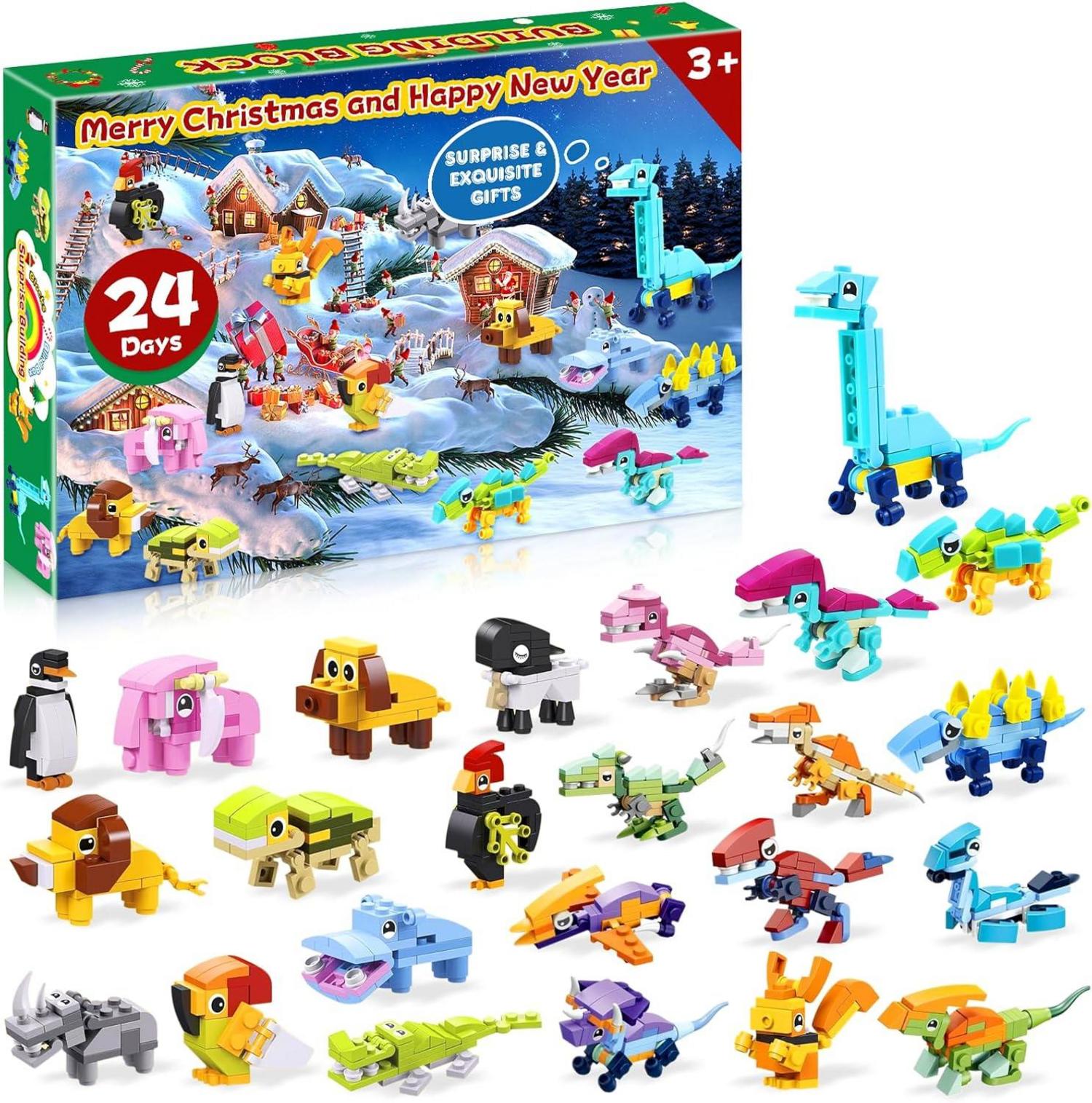 Weihnachts-Adventskalender 2024 Bauklötze Set 24 Pcs Kids Cute Bricks