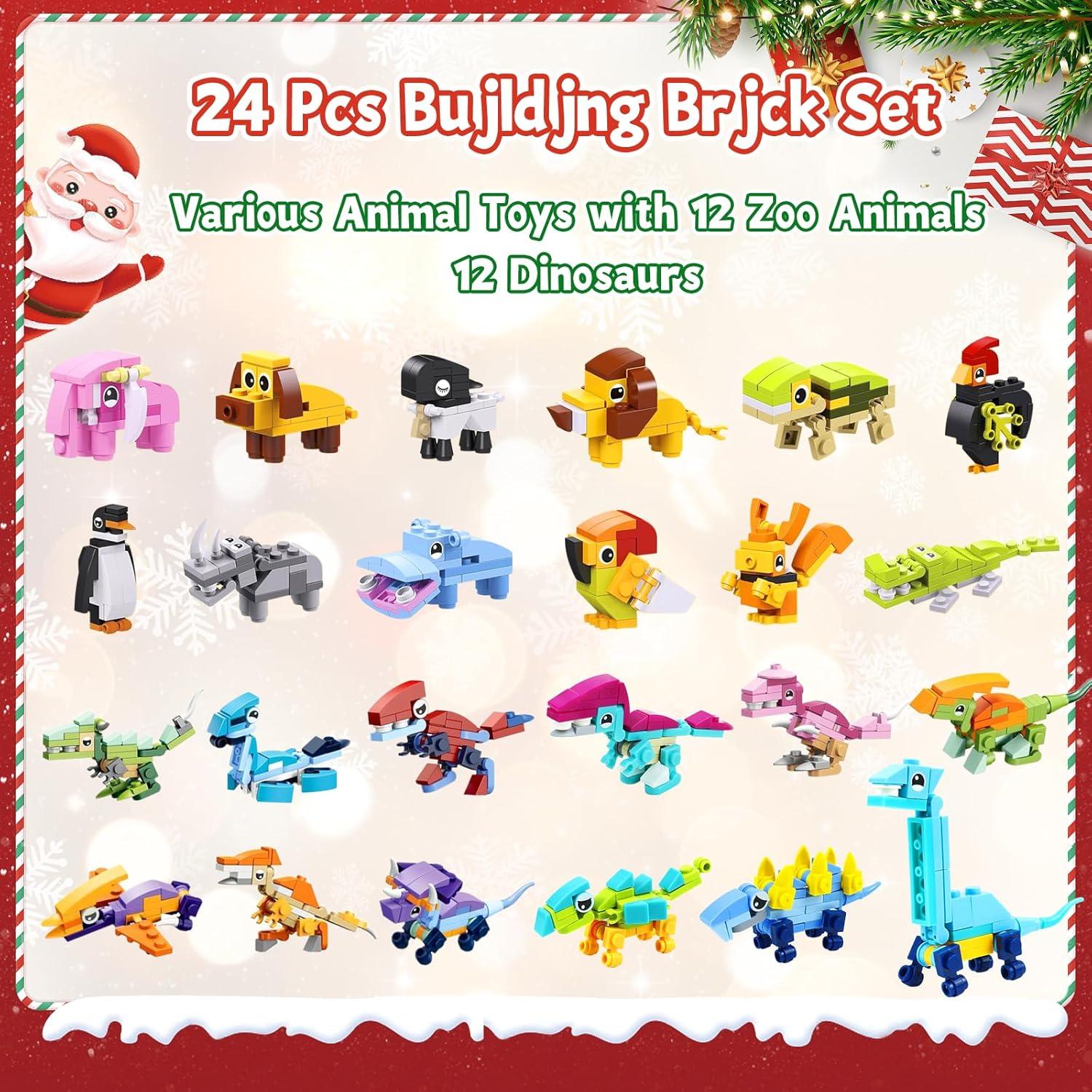 Weihnachts-Adventskalender 2024 Bauklötze Set 24 Pcs Kids Cute Bricks