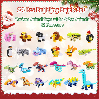 Weihnachts-Adventskalender 2024 Bauklötze Set 24 Pcs Kids Cute Bricks