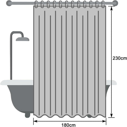 Weißer Duschvorhang 180x230cm Wasserdicht Anti-Schimmel inkl. 12 Ringe